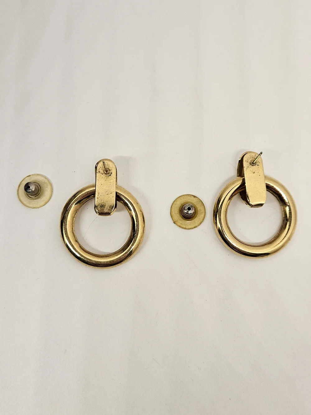 Door Knocker Gold Tone Earrings Stud Pierced Hoop Dangle Vintage